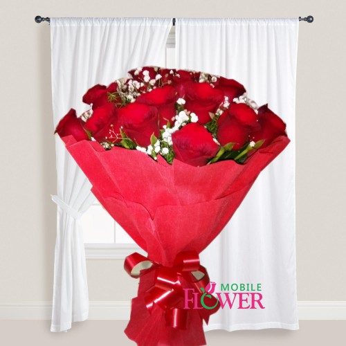 20 red roses imported paper packing bunch / mobile flower pune